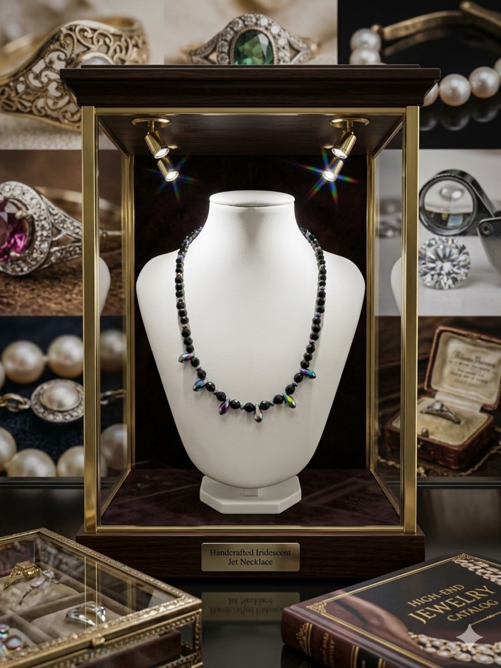 Handcrafted Iridescent Jet Necklace - Women Jewelry